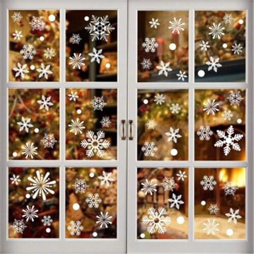 Multiple Styles White Artificial Snowflake Christmas Tree Decorations Ornament Snow Fake Party Decoration Wall Stickers for Home