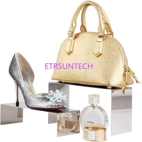 10pcs/lot New arrival Mirror Surface Metal Shoe Display Stand Shoe Stand Sandal Holder Shoe Store Display Rack wholesale