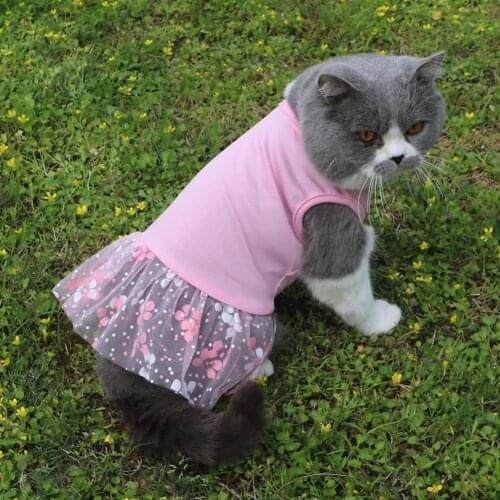 Pet Clothes Floral Print Decorative Soft Pet Dogs Tulle Dress for Casual