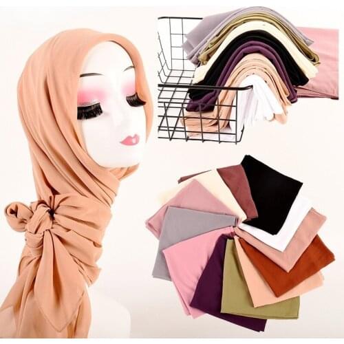 Autumn and Winter Simple Fashion Classic Solid Color Monochrome Pearl Chiffon Scarf Scarf Scarf Shawl Stock