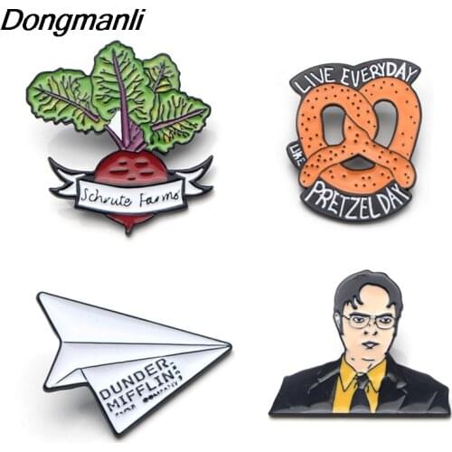 P3557 Dongmanli The Office TV Show Dunder Mifflin Metal Enamel Pins and Brooches for Fashion Lapel Pin Backpack Bags Badge Gifts