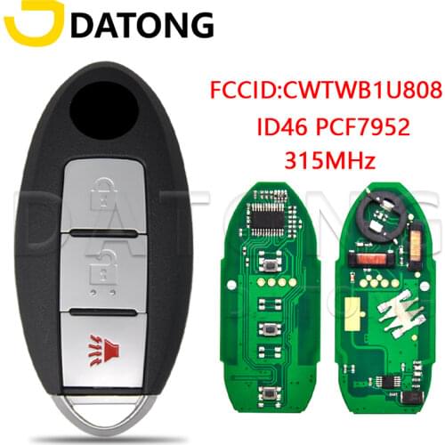 Datong World Car Remote Key For Nissan Teana Altima Maxima Emergency Key Keyless 315 Mhz ID46 FCC KR55WK48903 Replace Smart Key
