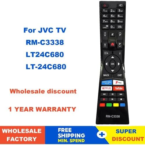 New RM-C3338 for JVC Smart LED TV Remote Control for LT24C680 LT-24C680 with Prime video Youtube NetFlix Fplay