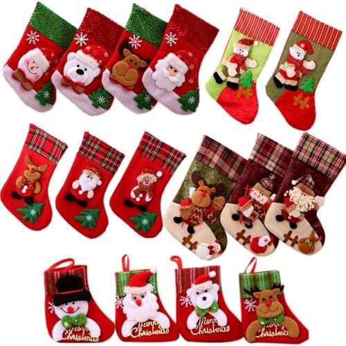 Christmas Socks Decorations for Home Christmas Stockings kids Gifts christmas Tree New Year xmas Santa Socks 2018 Small Large