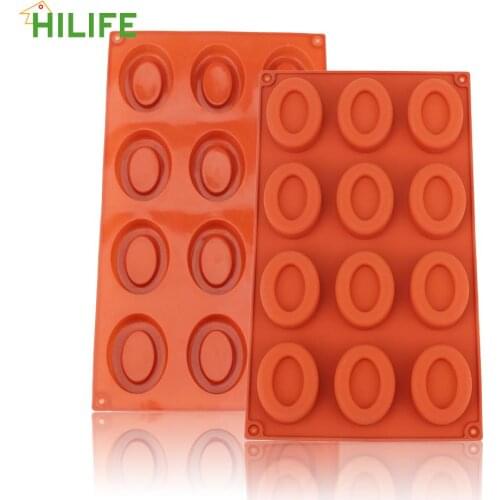Muffin Savarin Soap Silicone Baking Tool 12-Cavity Cupcake Chocolate Donut Mould Cake Mold Oval Shape