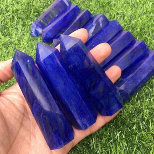 Blue smelting wand point natural quartz crystals healing stones feng shui crafts for home decoration