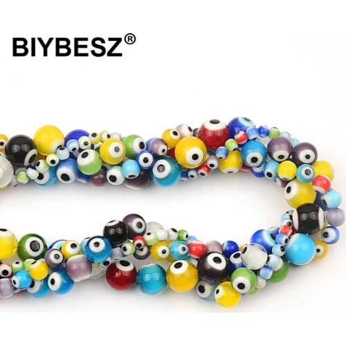 4mm 6mm 8mm 10mm Mixed Colors Glass Beads Evil Eye Beads for Jewelry Making DIY Accessories