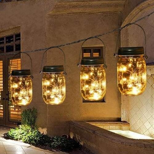 LED Lighting Strings Solar Lantern Jar 20LED Light Starry Outdoor Garden Wedding Party Lamp Decor