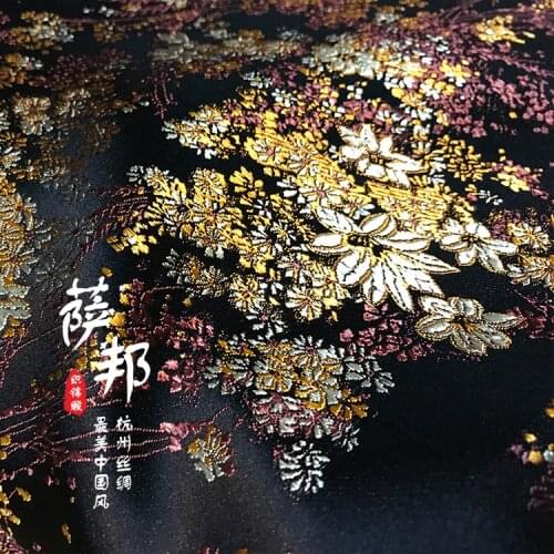 Vintage flowers satin fabric imitate silk Brocade Fabric Damask Jacquard Apparel Costume Upholstery Furnishing tissu 75*50cm