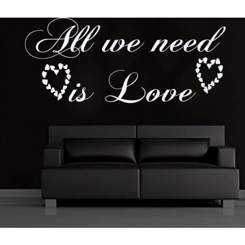 All We Need Is Love Living Room Removable Art Wall Stickers Hearts Vinyl Self Adhesive Home Decor