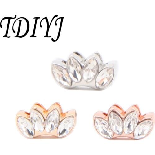 TDIYJ Jewelry 6Pcs Three Colors Crystal Sunburst Keeper Charms Side Bead Charm for Mesh Charm Bracelet