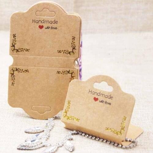 Zerong gold necklace display tag card. DIY handmade Kraft/white jewelry package card.hair accessoires.bracelet packingcard 200PC