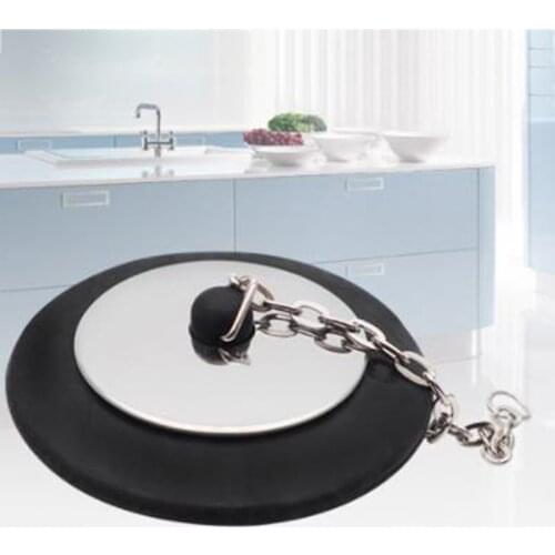 1PC Stainless Steel Rubber Choke Bathtub Drain Stopper With Chain Bath Plug Drain Tub Stopper For Home Hotel Bathroom Bathtub
