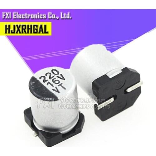 10PCS Electrolytic capacitor 16v220uf 6.3*7.7mm SMD aluminum electrolytic capacitor 220uf 16v