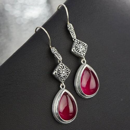 2018 Real Promotion The Shore Flower Earrings Teardrop-shaped Retro Corundum Eardrop Long Womens Fashion Accessories Wholesale