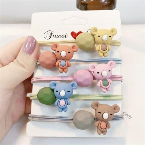 300pcs/lot DIY Simple Multi Resin Cartoon Animlas Little Bear Rubber Band Elasticity Hair Bands Styling Tools Accessories HA1619