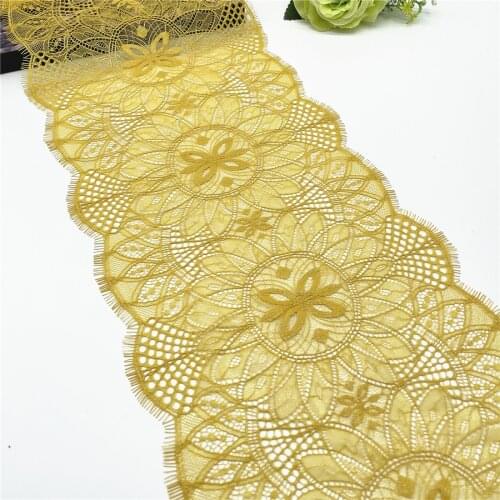 3y/lot 22cm Yellow With Shimmer Non-Elastic Eyelash Lace Trim Clothing Accessories Dress Sewing Applique Costume Lace Fabric