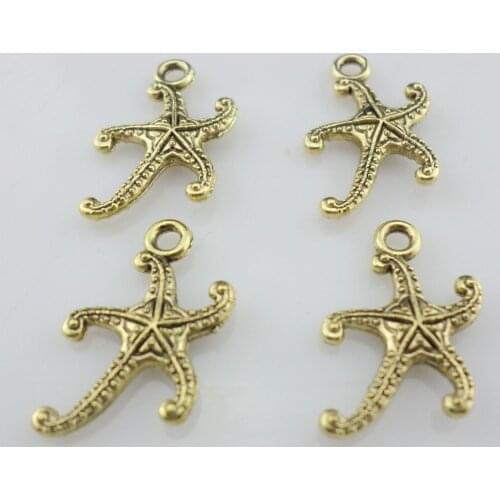 40pcs Tibetan Gold/Silver Starfish Star Charms Crafts Pendants 12x17mm Jewelry Findings