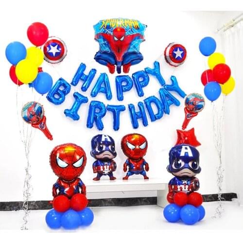 41pcs Spiderman Foil Balloons Happy Brthday Captain America Super hero Balloon Kids Birthday Party Decoration Toys Air Ballon