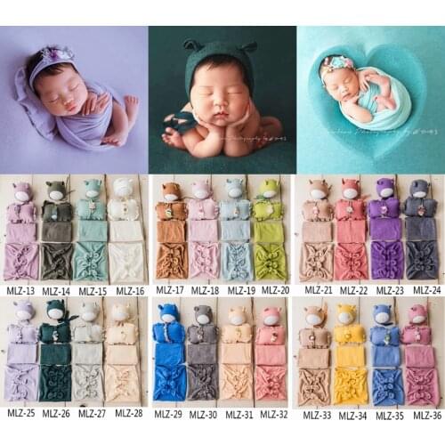 5pcs/set Newborn Photography Props Baby Wrap Set,Cotton Baby Bow Wrap Studio Newborn Props,#P2483