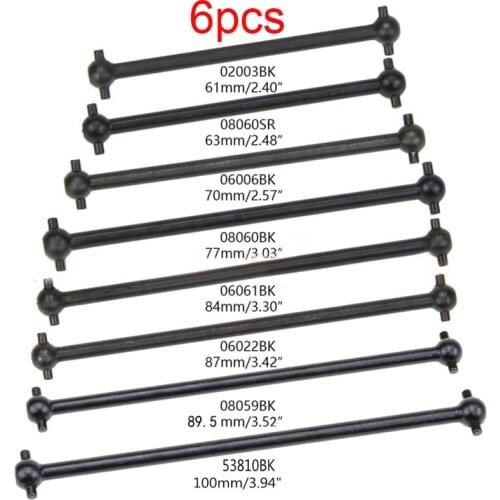 6PCS HSP 08059 Metal Drive Shaft Dogbone Transmission Axle 63/70/77/84/87/89.5/100mm for RC 1/10 Oil/Electric/Big Feet Buggy Car