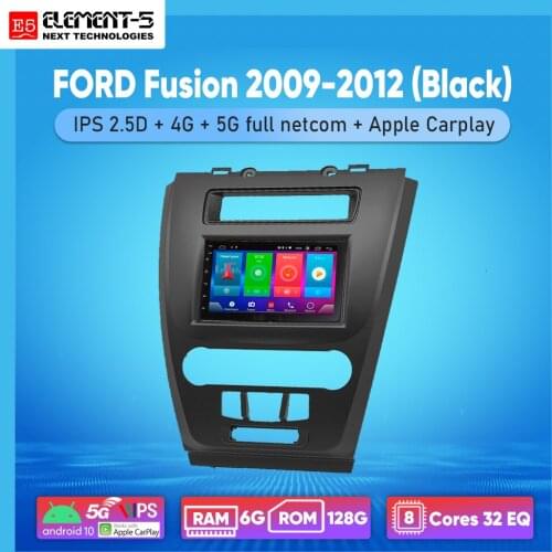 ELEMENT-5 7" 6G+128G Android 10 4G NET WIFI RDS DSP Car Radio For FORD Fusion 2009-2012 (Black) GPS HiFi