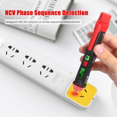 HABOTEST HT100P Non-contact LCD Digital Voltage Tester AC Phase & Voltage Detector NCV Pen-type Electroscope