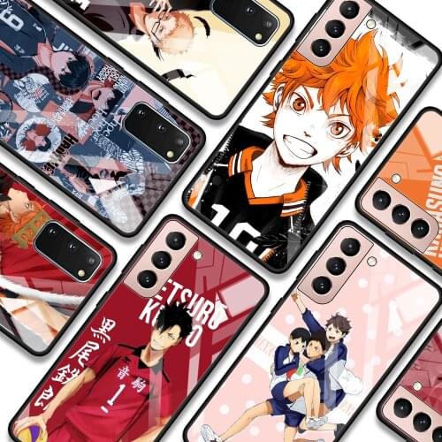 Phone case For Samsung S21 S20 Ultra Plus FE S10e Lite S10 S9 S8 plus Glass Bumper Soft Fundas Haikyuu Hinata