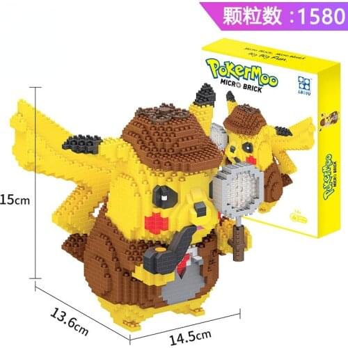 New Large Pokemon Kids Building Blocks Toys Pikachu Snorlax Togepi Cartoons Model Mini Assembled Education Game Graphics Gifts