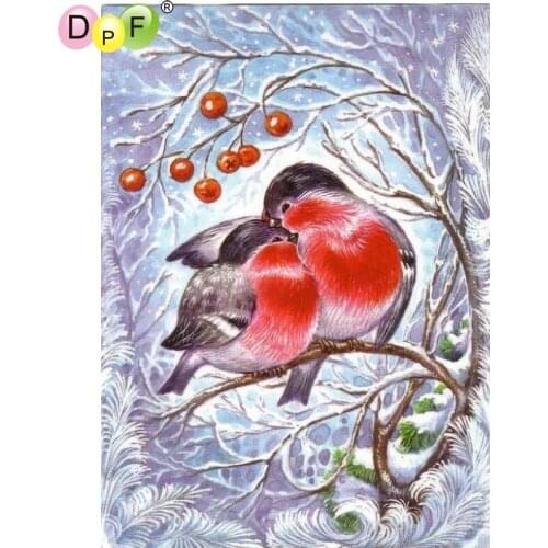 DPF Diamond Embroidered Red Bird Diamond Painting Cross Stitch Needle Diamond Mosaic Full Square Rhinestone Home Decor