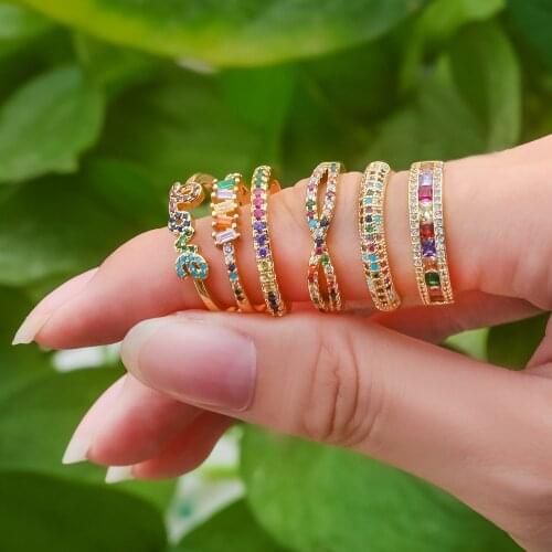 Distant Star 2020 New Butterfly Sweet Heart Flower Cubic Zirconia Adjustable Rings For Women Girls Fashion Party Bague Jewelry