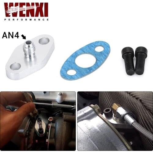 Turbo Oil Feed Inlet Flange Gasket Adapter Kit 4AN 4 AN Fitting T3 T3/T4 T04 WX-OFG31