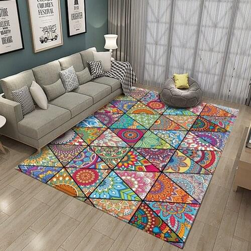 2020Non-slip Bohemian Mandala Style Floral Pattern Rug Floor Mat Living Room Balcony Carpet Kitchen Living Bathroom Bedroom Room