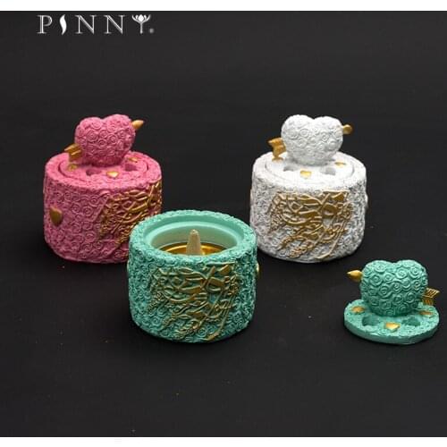 PINNY Romantic Love Resin Incense Burner Modern Cone Incense Holder Home Decoration Accessories