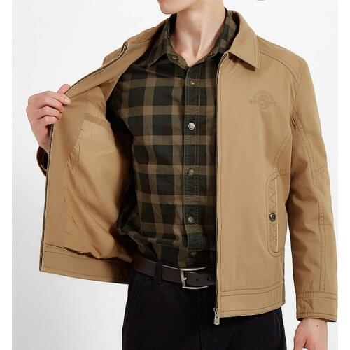 2018 Spring Autumn Casual Jackets For Men Turn Down Collar Embroidery Cotton Jackets middle age Men Zipper outwear blouse outfit