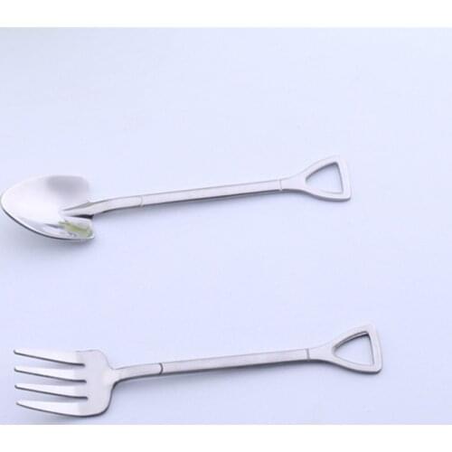 Stainless Steel Spoons Fork Spade Shovel Tableware Home Gift Lovely Spoons Long Handle Flatware Tableware Gift F20173851