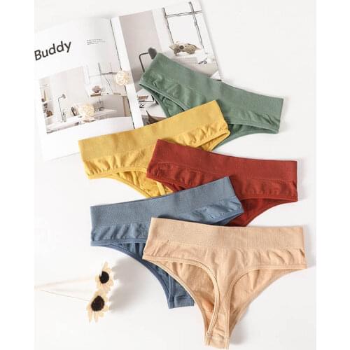 Fashion Lingerie Women Soft Underwear Low-waist Nylon Japanese Style Women Underwear Sexy Elastic Thongs Panties 1Pcs Pure Color