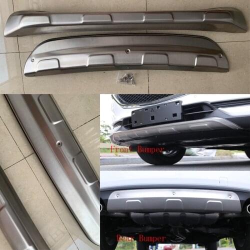 FRONT REAR BUMPER Stainless Steel Accessories Exterior Front Rear Skid Plate Bumper Board sticker 2Pcs fit for mazda cx-5 cx5