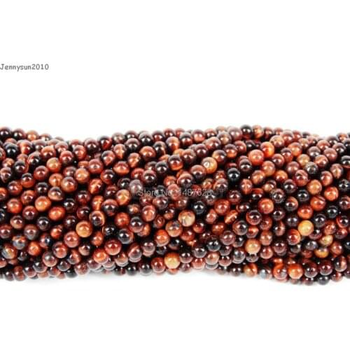Natural Red Tigers Eye Gems Stones 3mm Smooth Round Spacer Loose Beads 15'' Strand for Jewelry Making Crafts 5 Strands/Pack