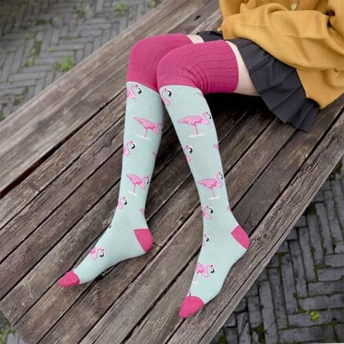 New Women Socks Fashion Stockings Pattern Cotton Thigh High Over Knee Cotton High Socks Girls Womens Female Long Knee Sock