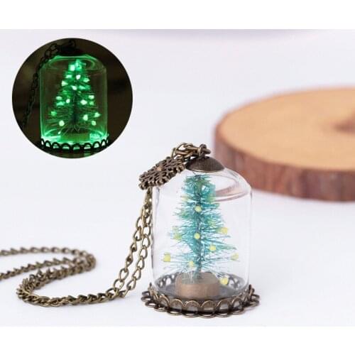 New Crystal Christmas tree pendant necklace love unisex luminous resin pendant necklace gift clavicle chain