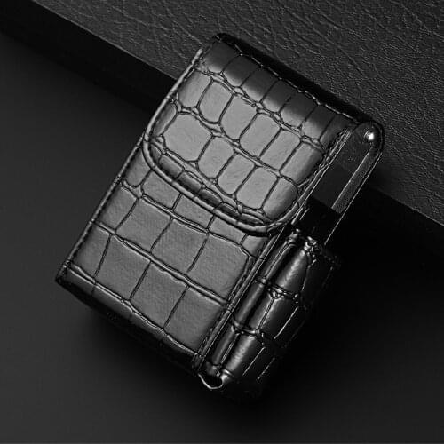 Genuine PU Leather Cigarette Box 20pcs Cigarettes Holder Butane Gas Kerosene Oil Lighter Storage Box Smoke Tool Gadgets for Men