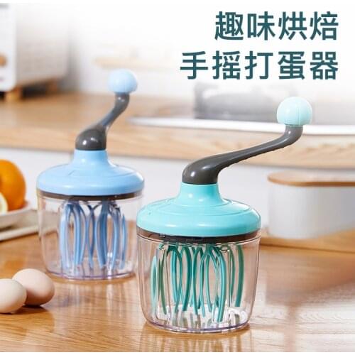Semi-automatic Mixer Non-stick Egg Tools Silicone Whisk Cake Beater Manual Self Turning plastic Egg Cream Stirring Kitchen Tool