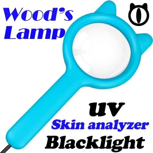 Portable Woods Lamp for Vitiligo Examination Skin Analyzer Machine Pet Fungus Urine test for cat Blacklight UV Lamp Magnifier