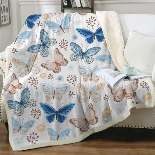 Bedding Outlet Flying Butterflies Sherpa Blanket for Beds Butterfly Plush Throw Blanket Kids Adults Throw Bedding 150x200cm