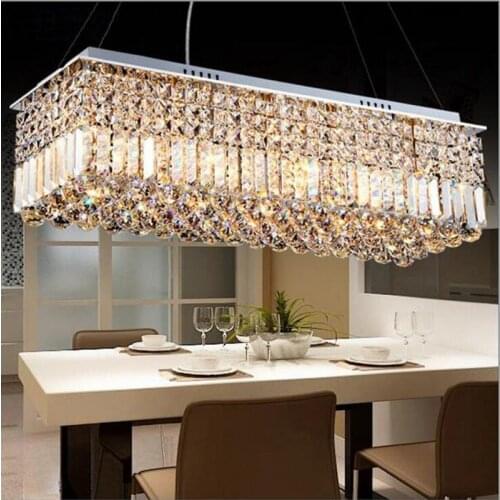 Simple led crystal chandelier restaurant crystal lamp rectangular creative bar lamp lighting fixture led home lamps chandelier
