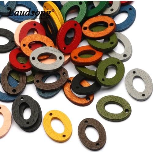 Mixed Colorful Oval Ring Natural Wooden Beads Loose Spacer Beads For Jewelry Making Handmade DIY Necklace Bracelet Accessories