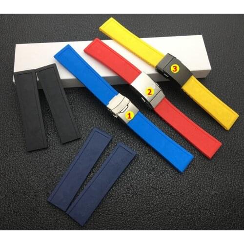Top quality watchband Silicone Rubber Black Blue Red yellow 22mm 24mm Bracelet For navitimer/avenger/Breitling strap tools