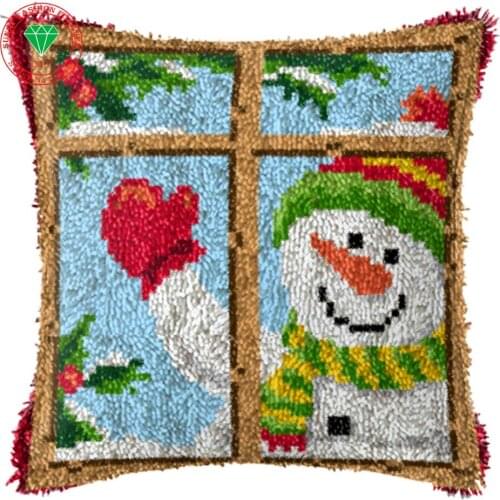 Christmas Snow embroidery kits Needlework Cross-stitch cushion Diy Pillowcase sets embroidery stitch thread Latch hook rug kits