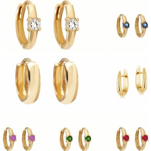 925 sterling silver ear buckle Huggie Piercing Earring Colorful CZ Zircon Simple Hoop Earrings for Women Silver 925 Jewelry A30